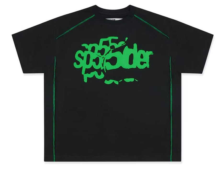 Sp5der Contrast Stitch Slub Tee