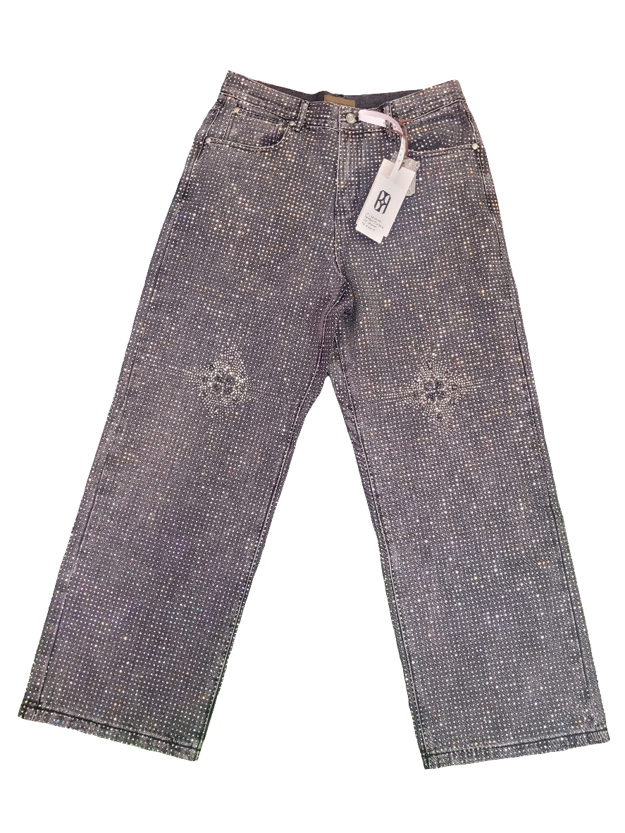Birth Of Royal 20K Diamond Stellar Denim Pants In Black
