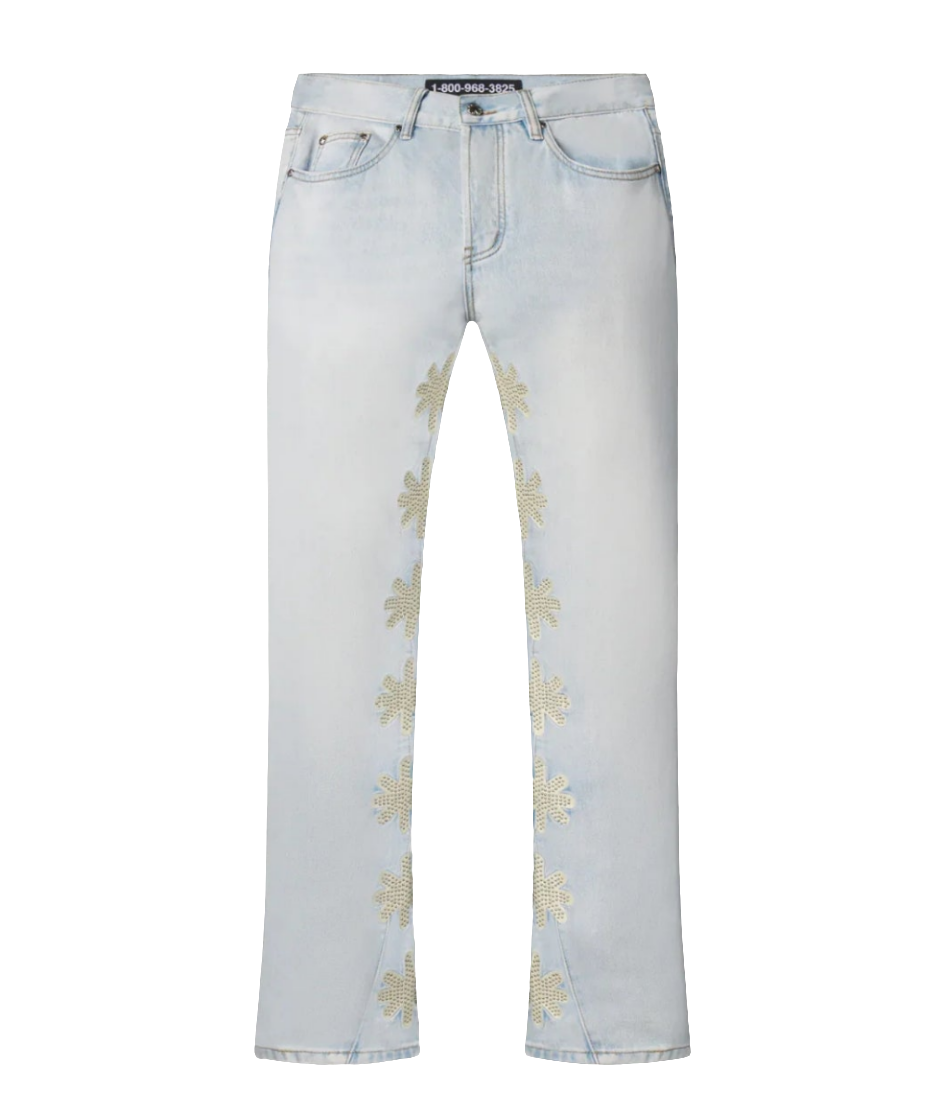 Lost Shdws Studded Denim Sun Logo Blue Bone