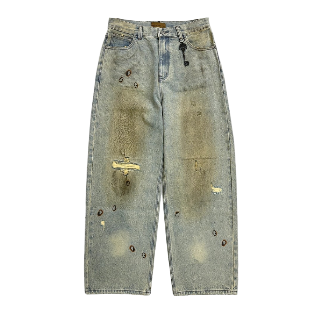 Birth Of Royal Brushing Wax Baggy Denim
