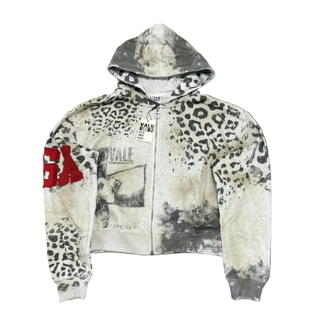 Vale Forever Dreams Cheetah Camo Zip Up Hoodie