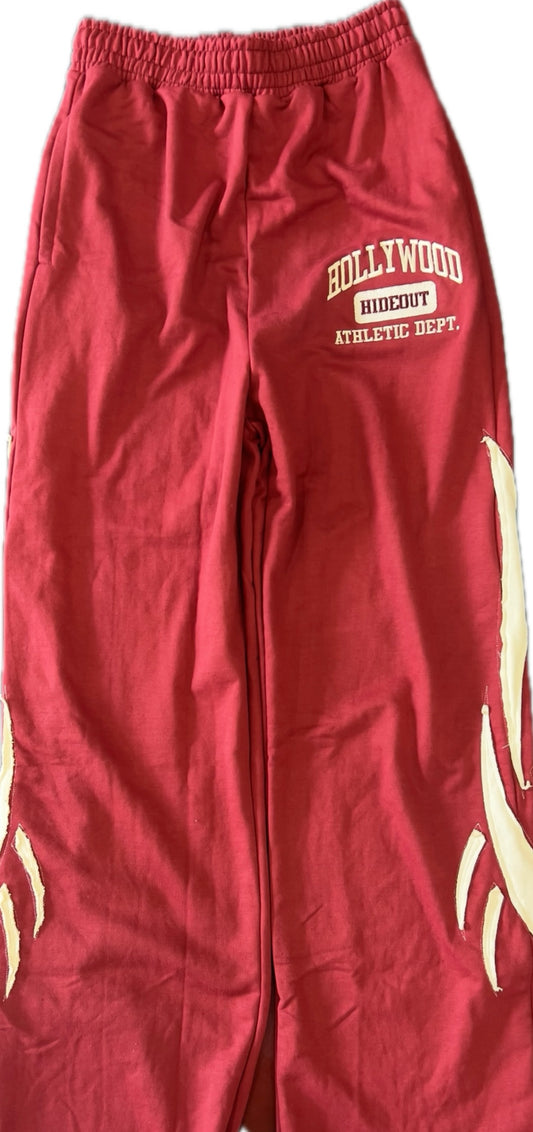 Hollywood Hideout Pep Rally Flame Sweats Burgundy