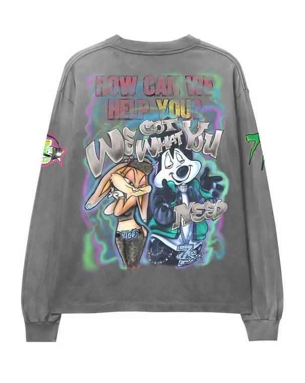 TRIPLE SEVENS GRAFFITI L/S TEE CONCRETE GREY