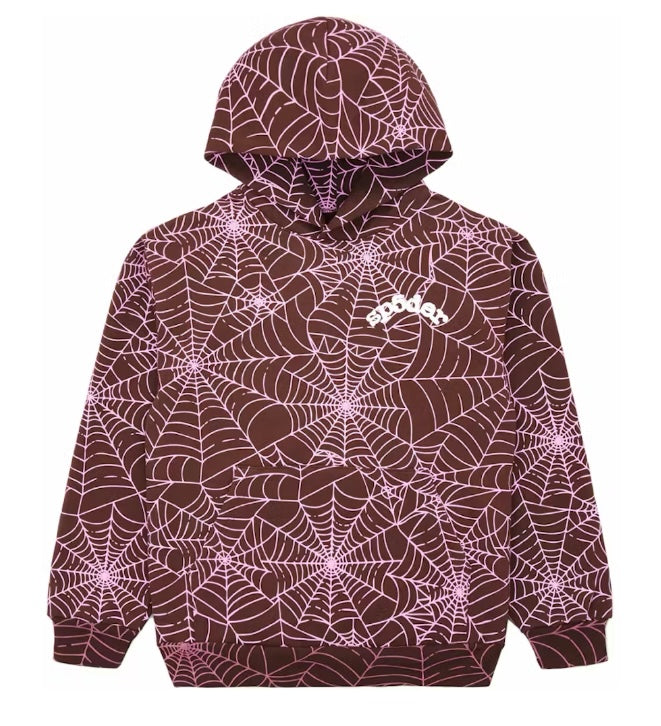 Sp5der AOP Brown Hoodie