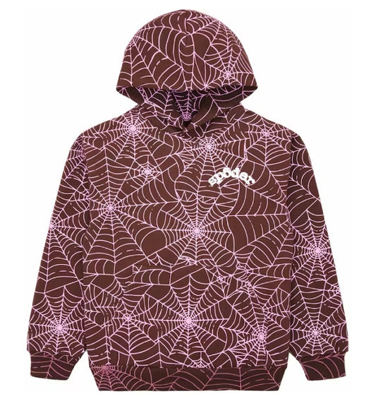 Sp5der AOP Brown Hoodie