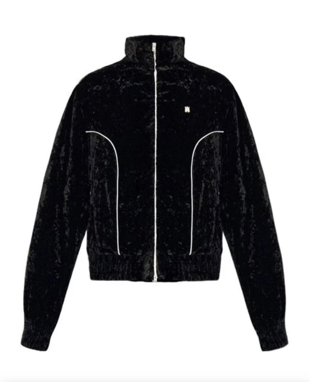 Men's Blue Crushed-Velvet Zip-Up Track Jacket