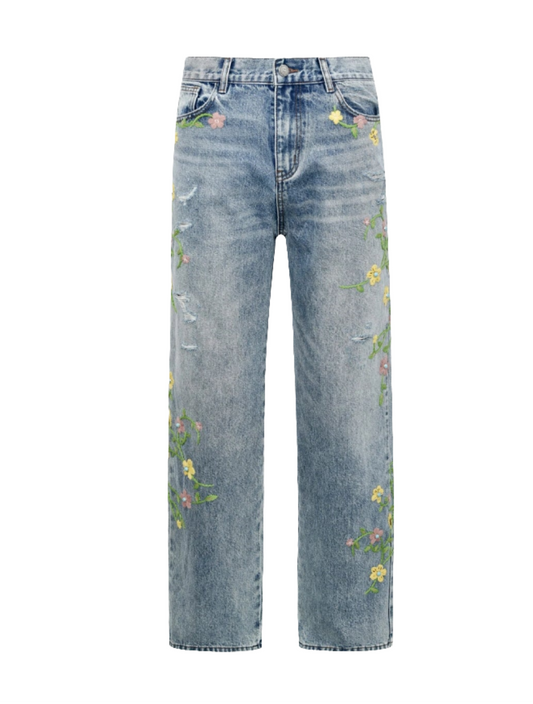 Majestic Turquoise Floral Denim