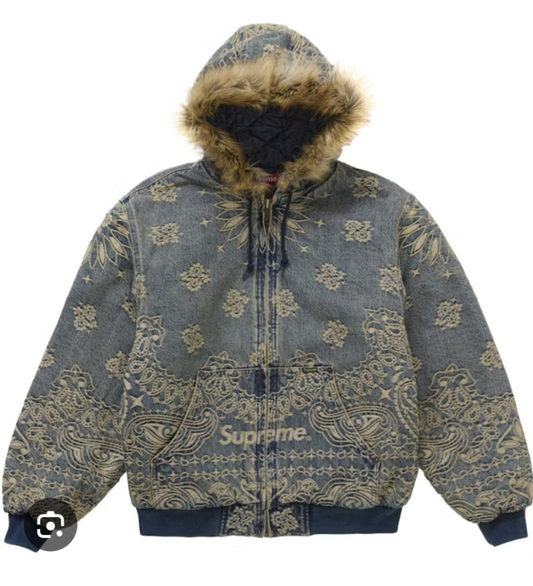 Supreme Bandana Jacquard
Denim Hooded Work Jacket