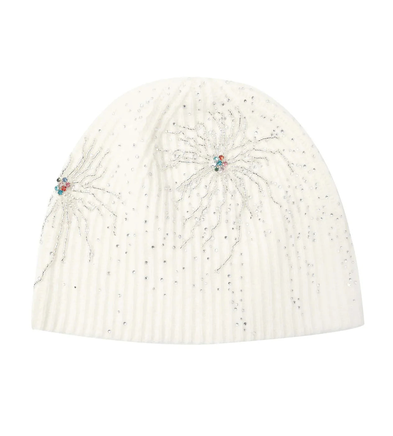 BIRTH OF ROYAL CHILD FIREWORKS STUDDED BEADED BEANIE WHITE