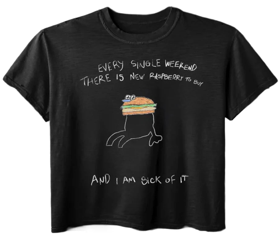 GV GALLERY RASPBERRY HILLS 'BURGER' BLACK TEE