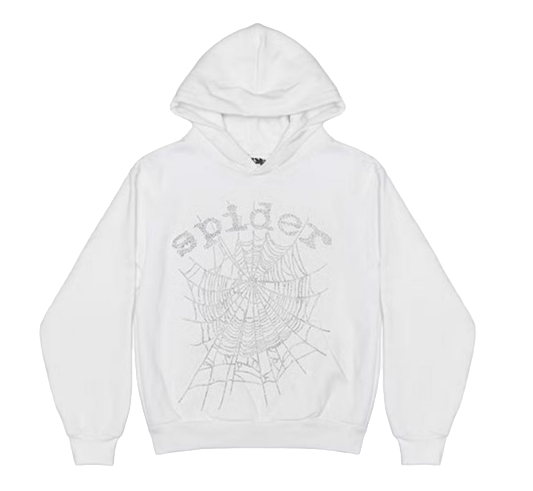 Sp5der OG Rhinestone Hoodie 'White'