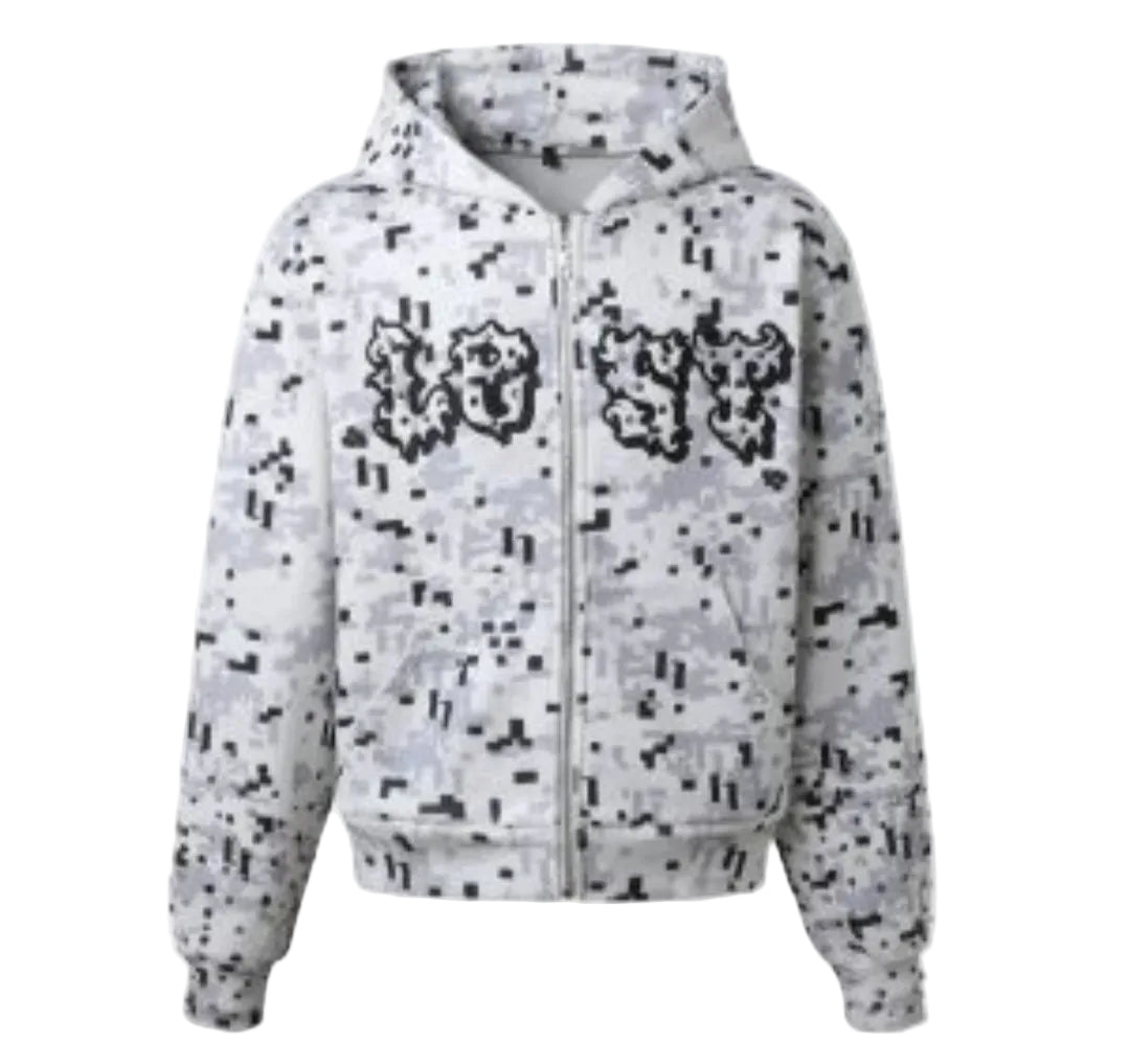 Lost Intricacy Black/White Zip Up Hoodie