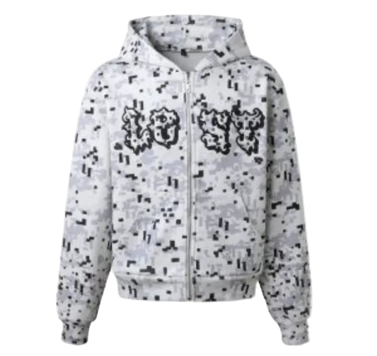 Lost Intricacy Black/White Zip Up Hoodie