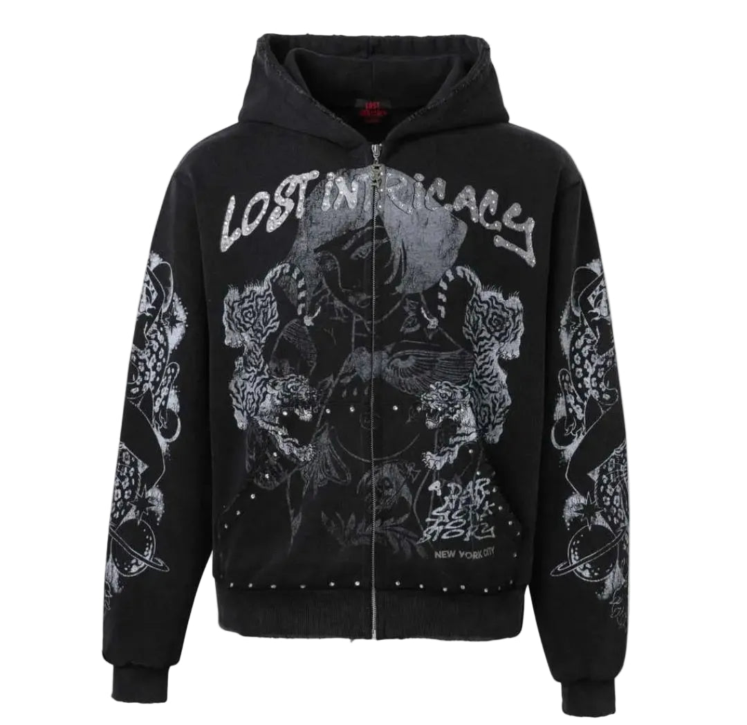 LOST INTRICACY "EVIL WING" ZIP-UP HOODIE