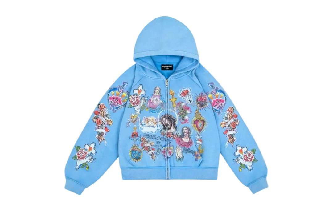 Righteous Zip Up Blue Hoodie