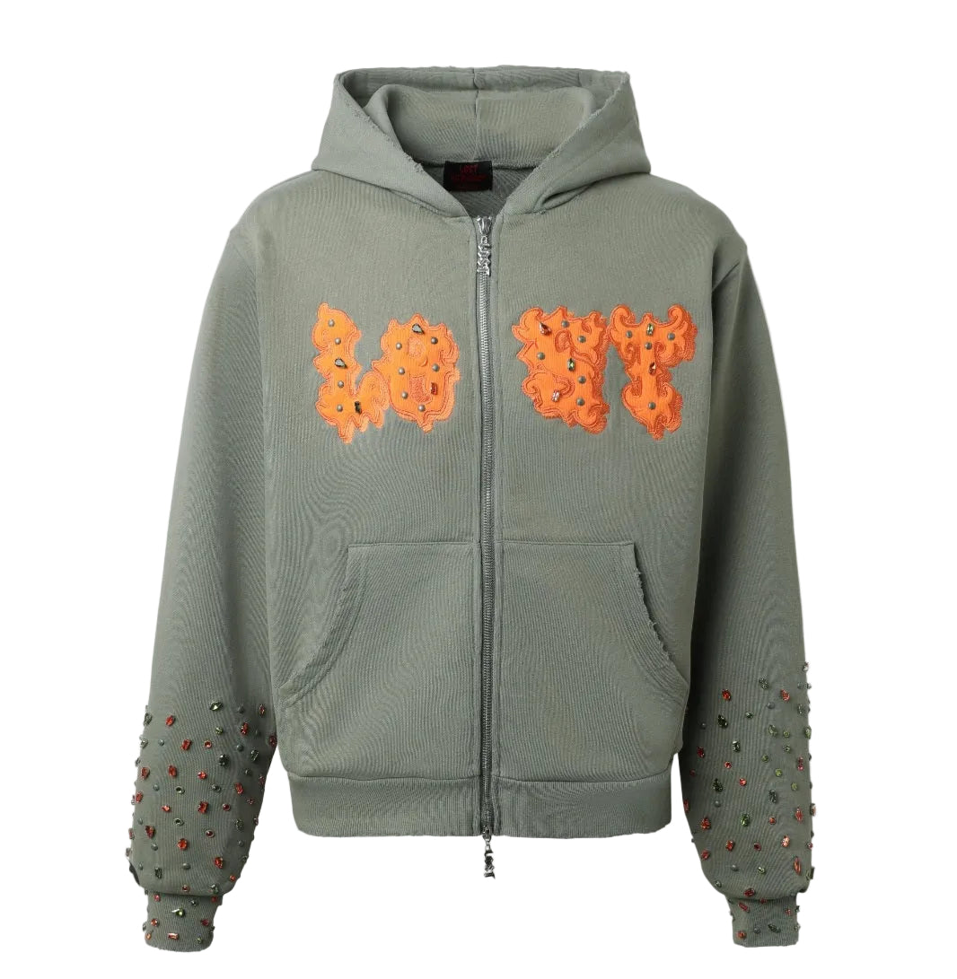 Lost Intricacy Green Patch Zip Up