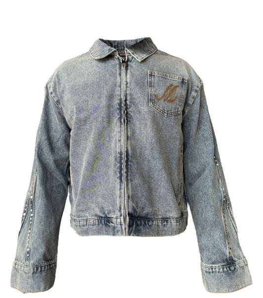 Matiere De Desirs STUDDED PLEATED DENIM