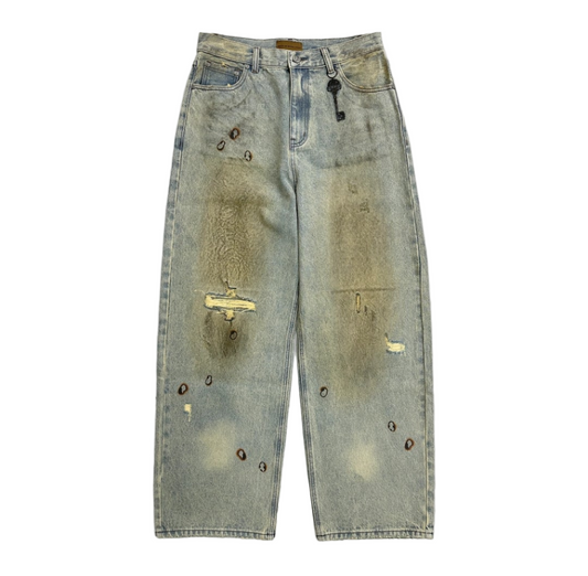 Birth Of Royal Brushing Wax Baggy Denim
