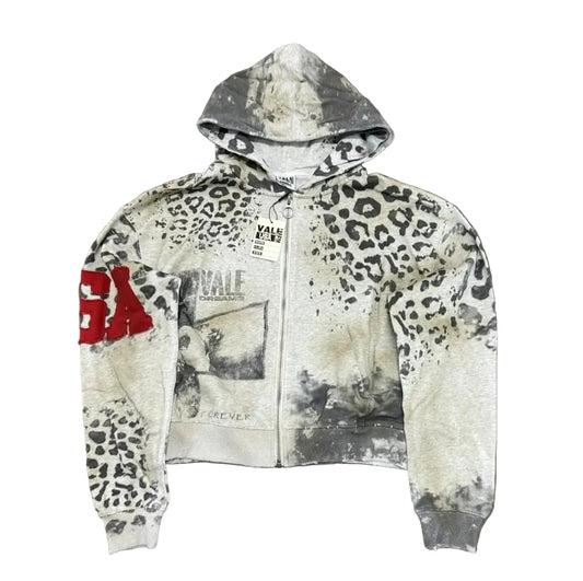 Vale Forever Dreams Cheetah Camo Zip Up Hoodie