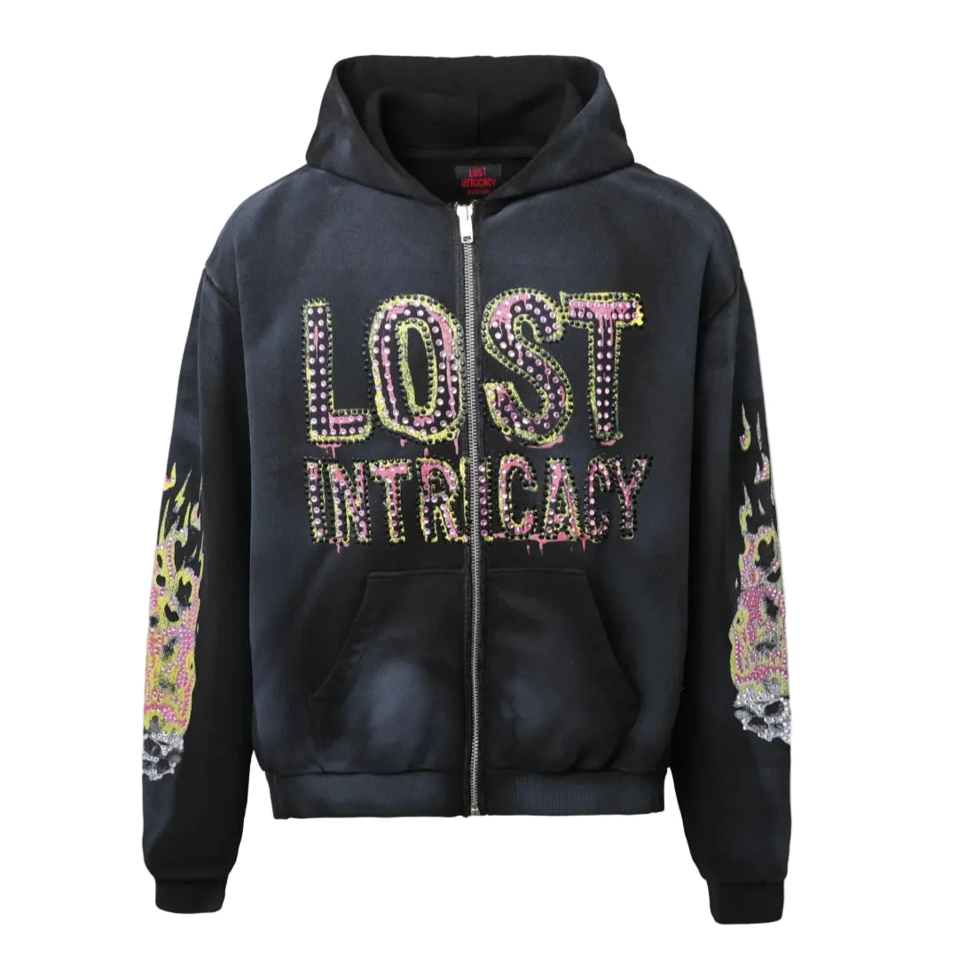 Lost Intricacy Crystal Zip Up Hoodie